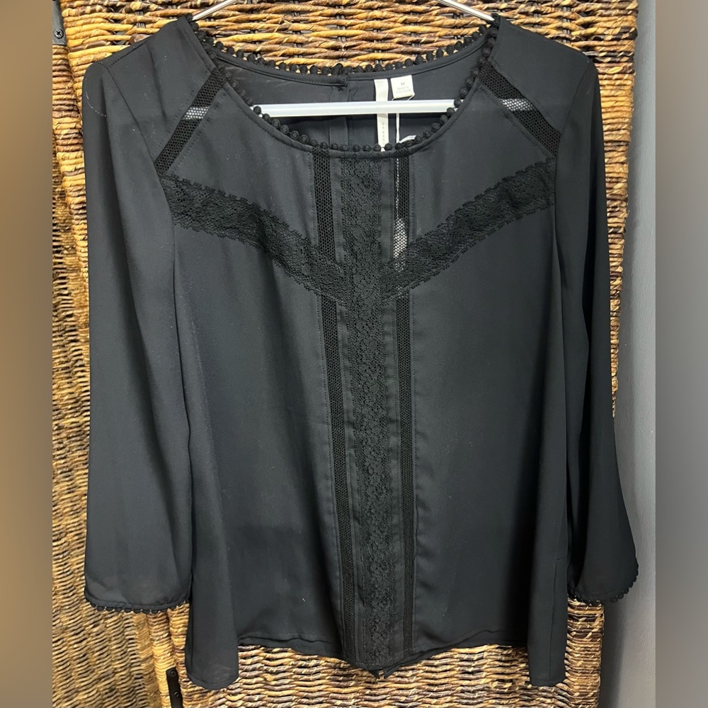 Lauren Conrad-Black,Semi Sheer,Size:Medium,New w/ Tags, Buttons down middle back